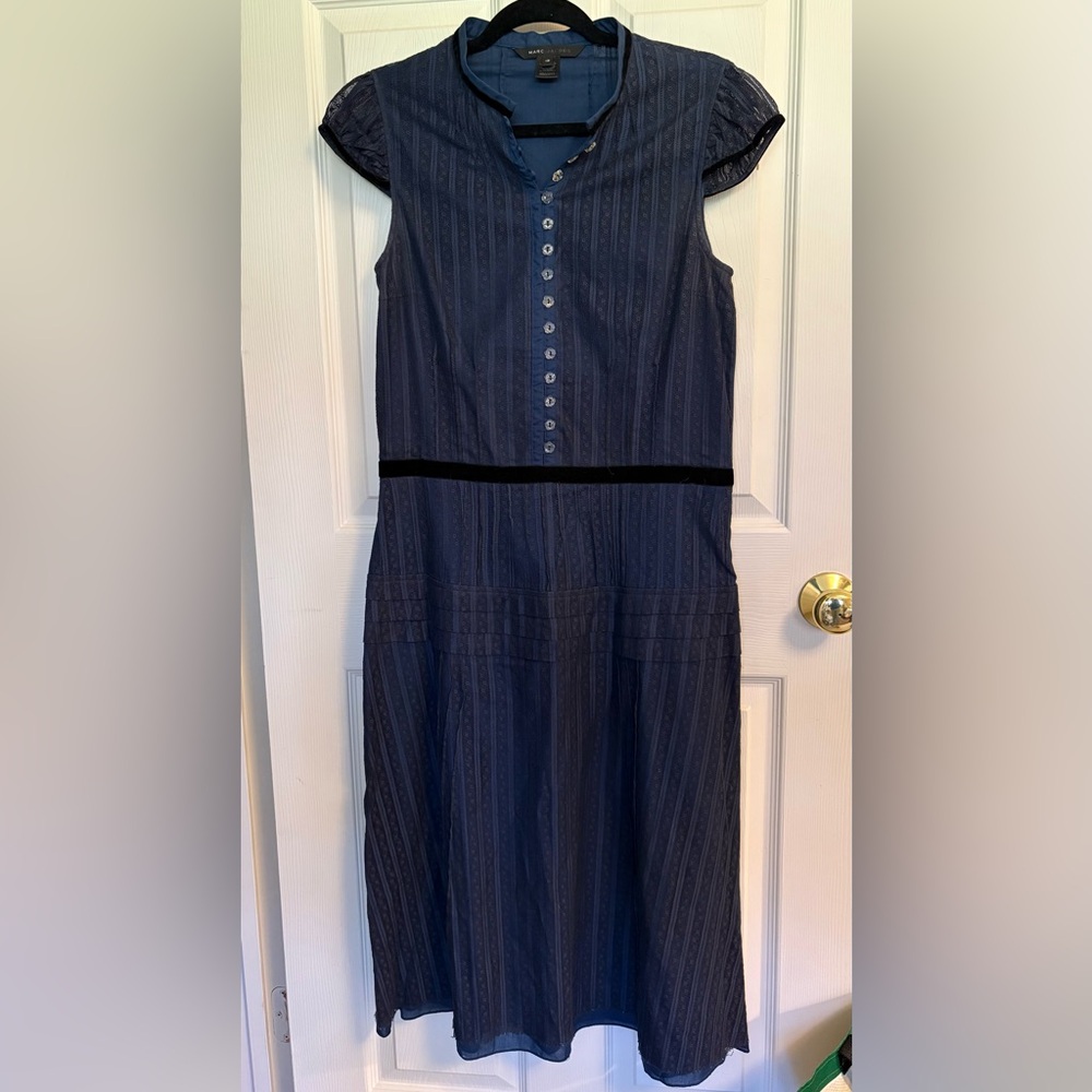 Vintage Marc Jacobs Navy Button-Front Midi Dress
